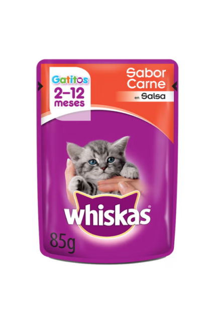 Alimento Húmedo Gatito Whiskas sabor Carne 85g